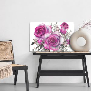 Peinture sur toile Roses Et Feuilles Aquarelles – Image 6