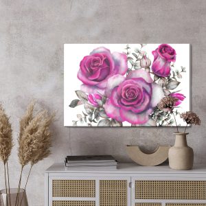 Peinture sur toile Roses Et Feuilles Aquarelles – Image 3