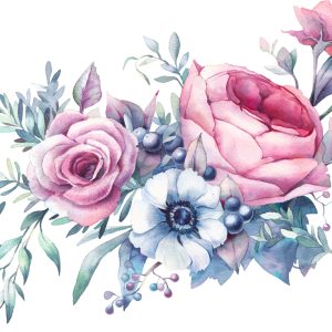 Peinture sur toile Roses, Anémones Et Baies – Image 1