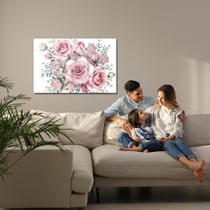 Peinture sur toile Fleurs Et Boutons De Rose Peints À L'aquarelle – Image 7