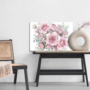 Peinture sur toile Fleurs Et Boutons De Rose Peints À L'aquarelle – Image 6