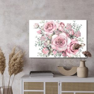 Peinture sur toile Fleurs Et Boutons De Rose Peints À L'aquarelle – Image 3