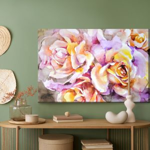 Peinture sur toile Fleurs Roses Colorées Peintes À L'aquarelle – Image 5