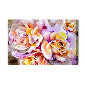 Peinture sur toile Fleurs Roses Colorées Peintes À L'aquarelle – Image 2