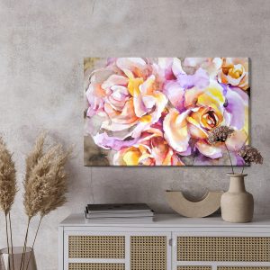 Peinture sur toile Fleurs Roses Colorées Peintes À L'aquarelle – Image 3