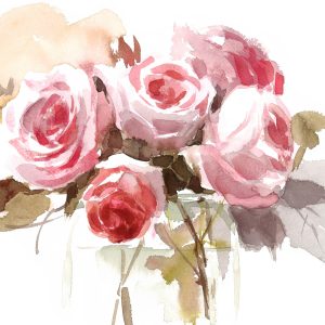 Peinture sur toile Un Bouquet De Roses Délicates Peintes À L'aquarelle – Image 1