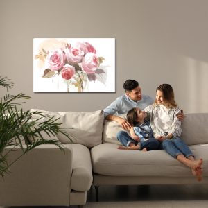 Peinture sur toile Un Bouquet De Roses Délicates Peintes À L'aquarelle – Image 7