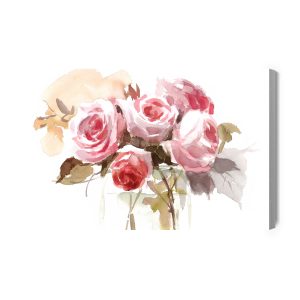 Peinture sur toile Un Bouquet De Roses Délicates Peintes À L'aquarelle – Image 2