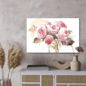 Peinture sur toile Un Bouquet De Roses Délicates Peintes À L'aquarelle – Image 3