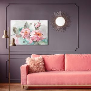 Peinture sur toile Roses Pastel Et Feuilles Peintes À L'aquarelle – Image 4