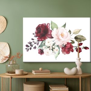 Peinture sur toile Fleurs Et Feuilles De Rose Peintes – Image 5