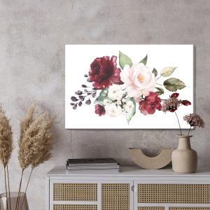 Peinture sur toile Fleurs Et Feuilles De Rose Peintes – Image 3