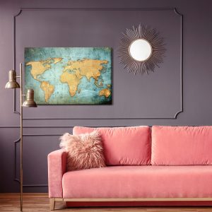 Peinture sur toile La Carte Du Monde Dans Une Édition À La Mode – Image 4