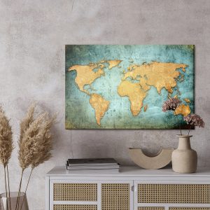Peinture sur toile La Carte Du Monde Dans Une Édition À La Mode – Image 3