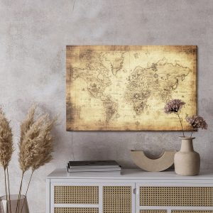 Peinture sur toile Ancienne Carte Du Monde Vintage – Image 3
