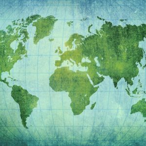 Peinture sur toile Carte Du Monde Vert-Bleu – Image 1