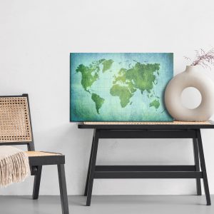 Peinture sur toile Carte Du Monde Vert-Bleu – Image 6