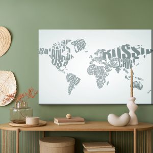 Peinture sur toile Carte Du Monde Avec Inscriptions – Image 5