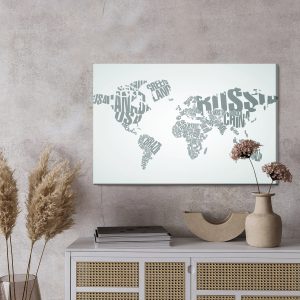 Peinture sur toile Carte Du Monde Avec Inscriptions – Image 3