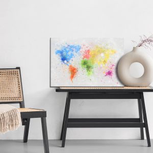 Peinture sur toile Carte Du Monde Colorée Peinte À L'aquarelle – Image 6