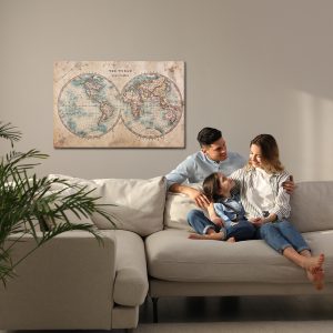 Peinture sur toile Carte Du Vieux Monde Dans Un Style Rétro – Image 7