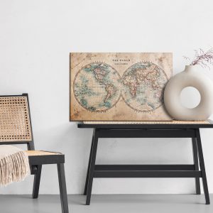 Peinture sur toile Carte Du Vieux Monde Dans Un Style Rétro – Image 6