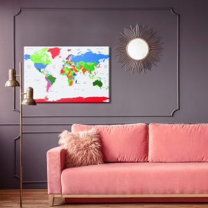 Peinture sur toile Carte Politique Mondiale Colorée – Image 4