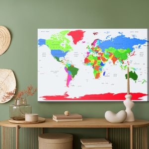 Peinture sur toile Carte Politique Mondiale Colorée – Image 5