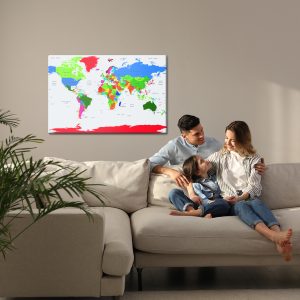 Peinture sur toile Carte Politique Mondiale Colorée – Image 7