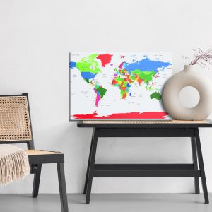 Peinture sur toile Carte Politique Mondiale Colorée – Image 6