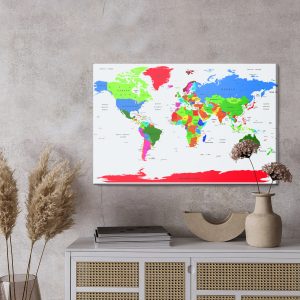 Peinture sur toile Carte Politique Mondiale Colorée – Image 3