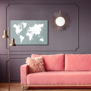 Peinture sur toile Carte Du Monde Sur Fond Gris – Image 4