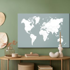 Peinture sur toile Carte Du Monde Sur Fond Gris – Image 5