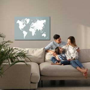 Peinture sur toile Carte Du Monde Sur Fond Gris – Image 7