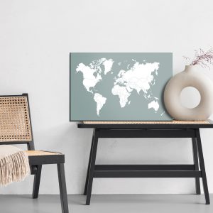 Peinture sur toile Carte Du Monde Sur Fond Gris – Image 6