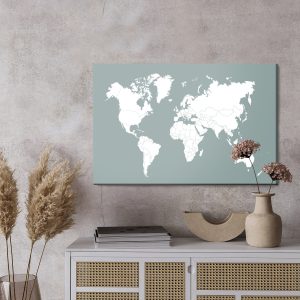 Peinture sur toile Carte Du Monde Sur Fond Gris – Image 3