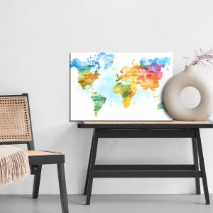 Peinture sur toile Carte Multicolore Peinte À L'aquarelle – Image 6