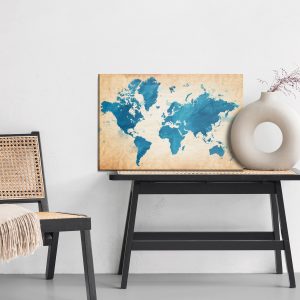 Peinture sur toile Carte Du Monde Dans Les Tons Bleus – Image 6