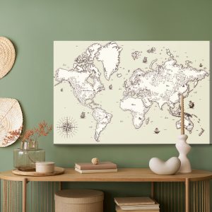 Peinture sur toile Ancienne Carte Du Monde – Image 5