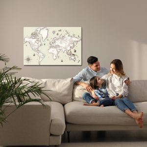 Peinture sur toile Ancienne Carte Du Monde – Image 7