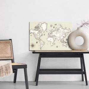 Peinture sur toile Ancienne Carte Du Monde – Image 6
