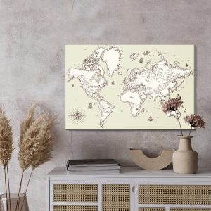 Peinture sur toile Ancienne Carte Du Monde – Image 3