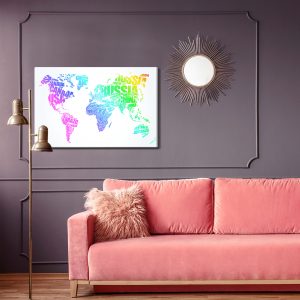 Peinture sur toile Carte Du Monde Avec Inscriptions Colorées – Image 4