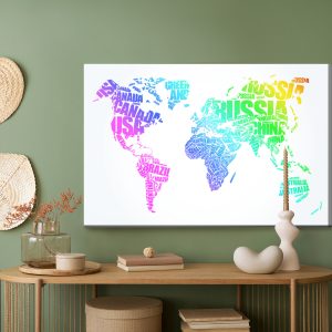 Peinture sur toile Carte Du Monde Avec Inscriptions Colorées – Image 5