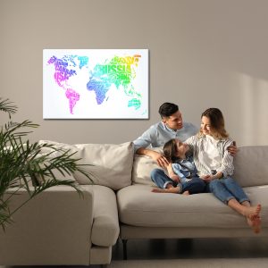 Peinture sur toile Carte Du Monde Avec Inscriptions Colorées – Image 7