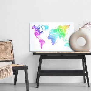 Peinture sur toile Carte Du Monde Avec Inscriptions Colorées – Image 6
