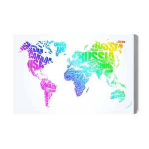 Peinture sur toile Carte Du Monde Avec Inscriptions Colorées – Image 2