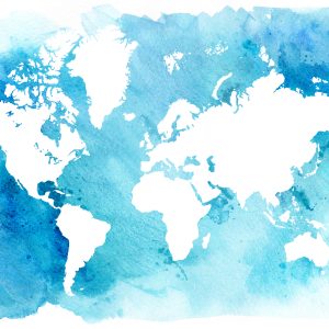 Peinture sur toile Carte Du Monde Bleu Et Blanc – Image 1
