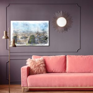 Peinture sur toile Panorama De Paris - Aquarelle – Image 4
