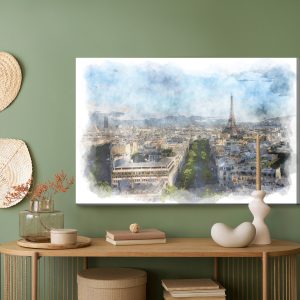 Peinture sur toile Panorama De Paris - Aquarelle – Image 5
